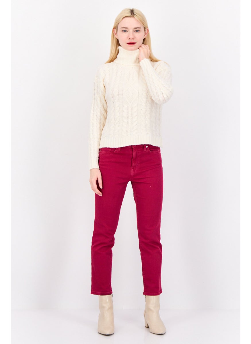 Women Turtle Neck Knitted Sweater, Off White