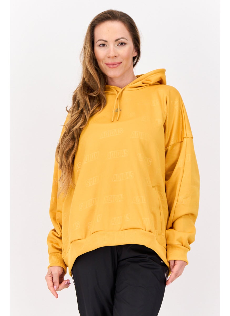 Women Sportswear Fit Long Sleeve Outdoor Hoodie, Mustard
