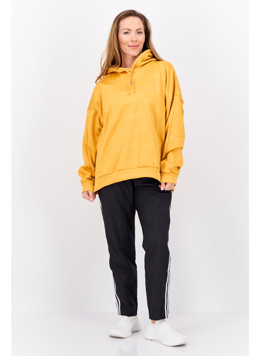 Women Sportswear Fit Long Sleeve Outdoor Hoodie, Mustard