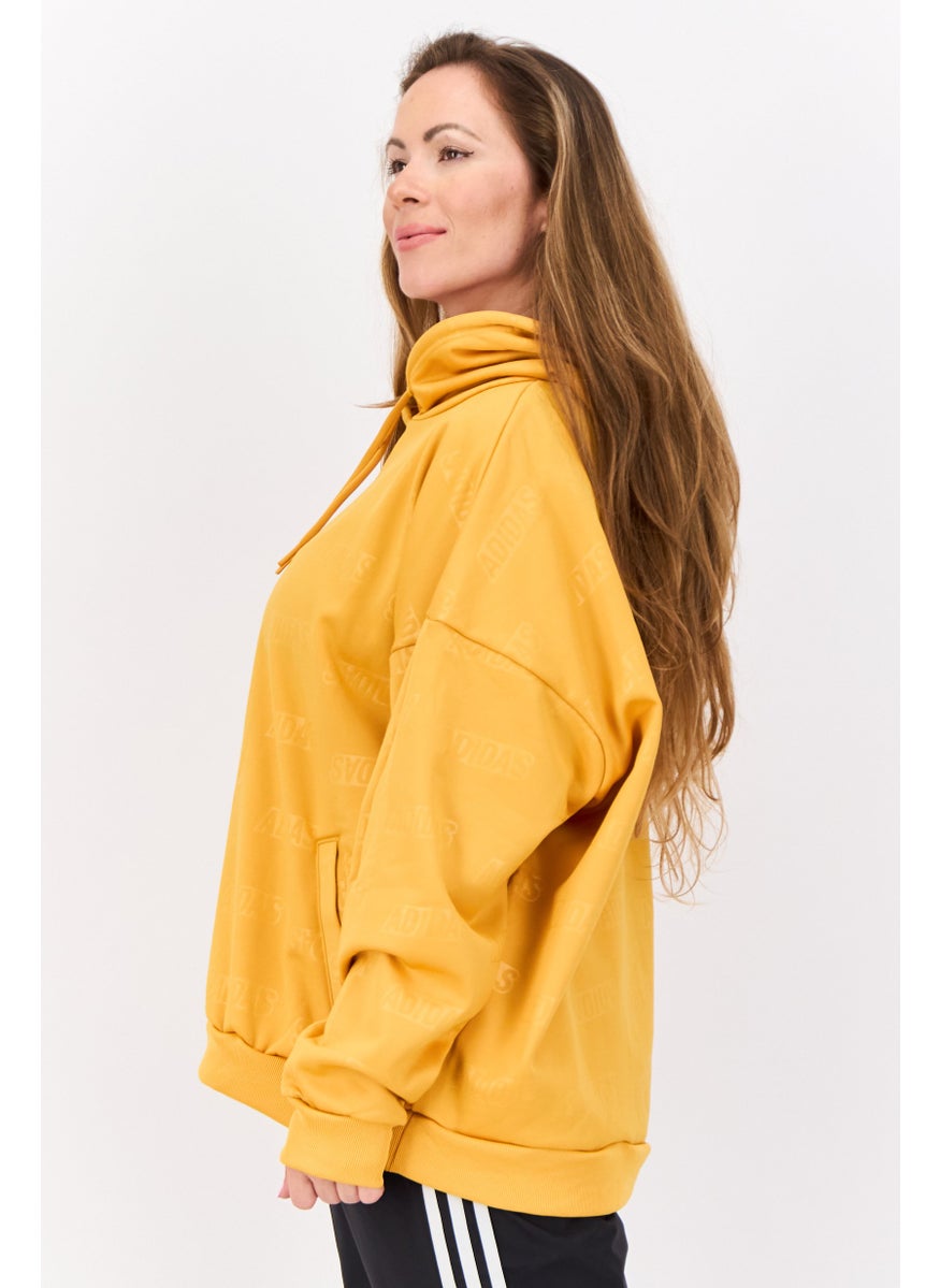 Women Sportswear Fit Long Sleeve Outdoor Hoodie, Mustard