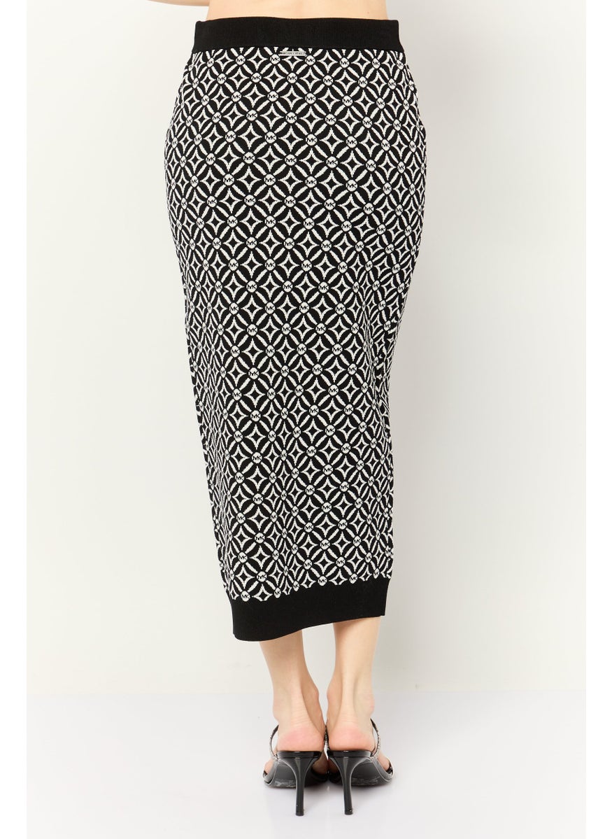 Women Brand Logo Midi Pencil Skirt, Black