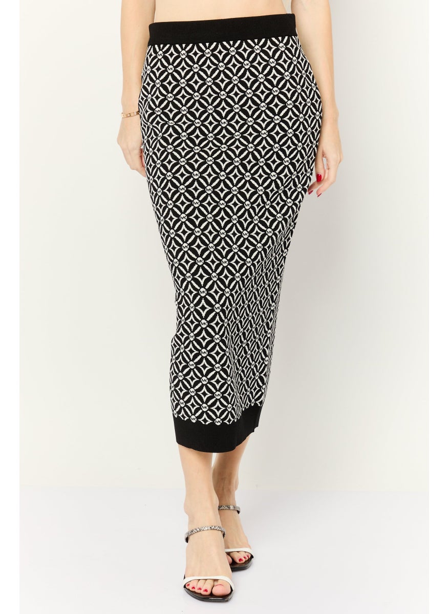 Women Brand Logo Midi Pencil Skirt, Black