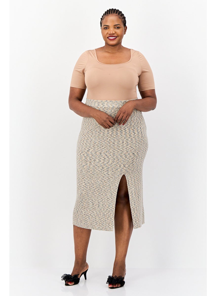 Women Textured Midi Skirts, Multicolor