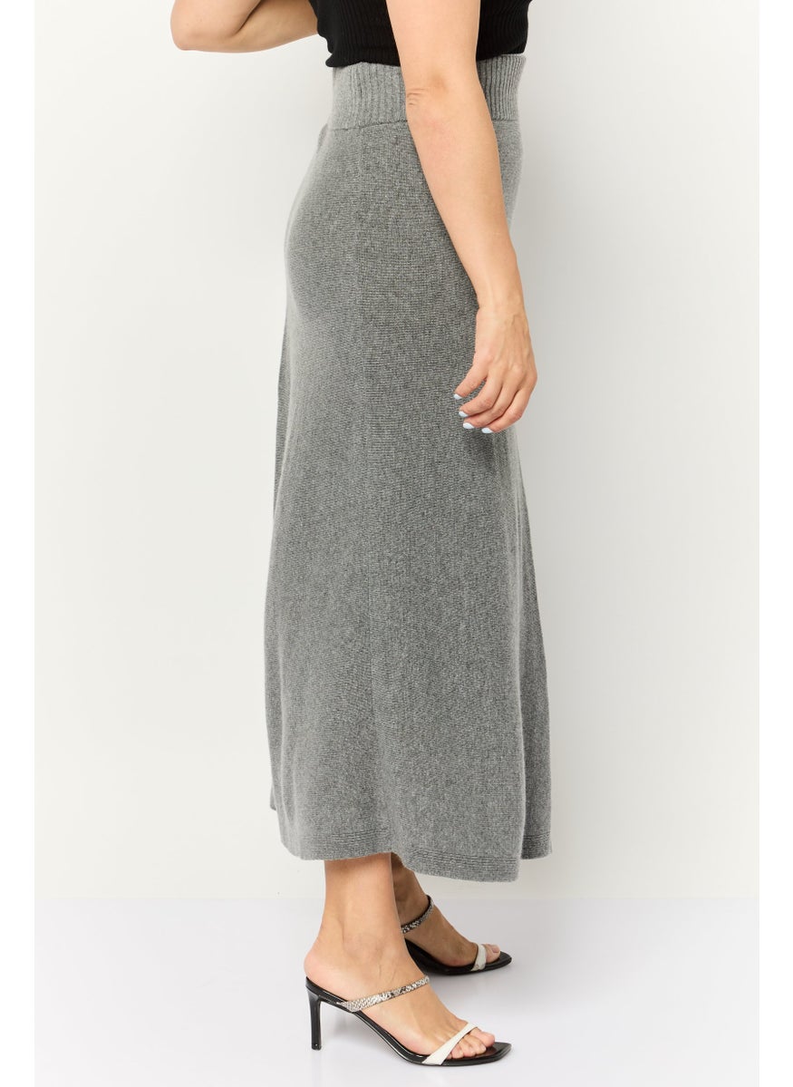 Women Knitted Straight Skirt, Grey