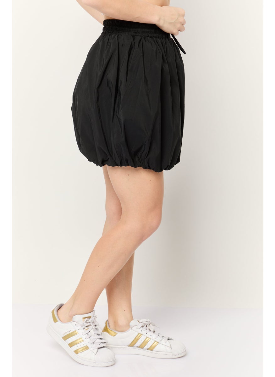 Women Solid Mini Skirt, Black