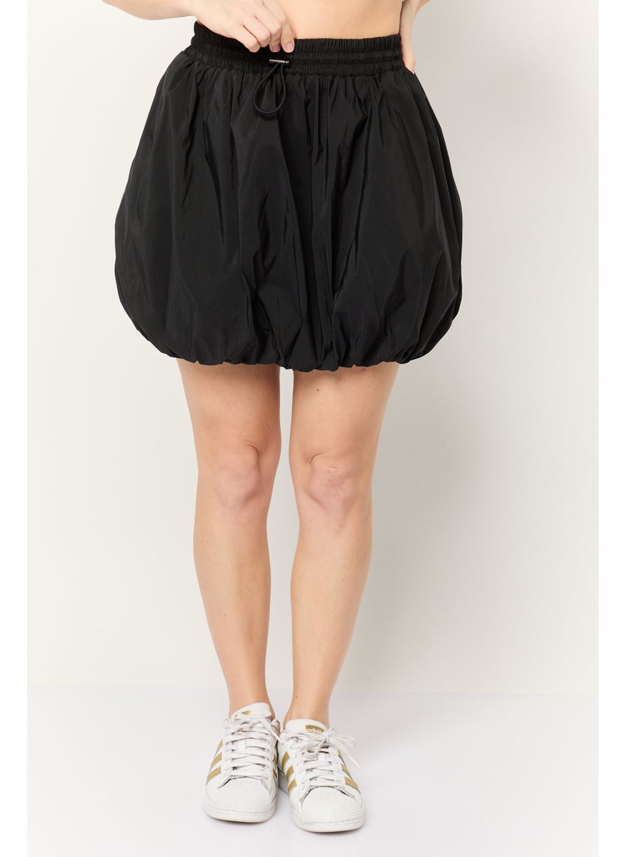 Women Solid Mini Skirt, Black