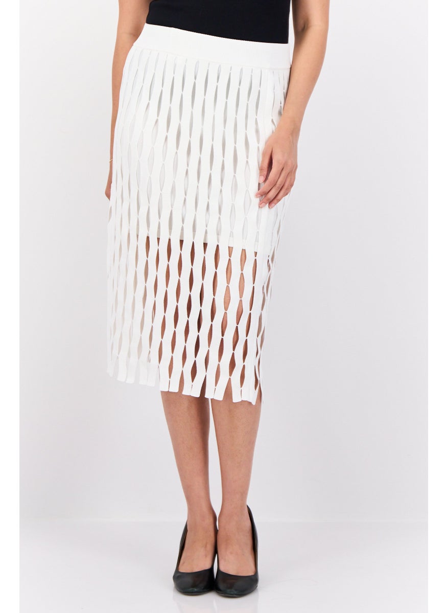 Women textured Mini Skirt, White