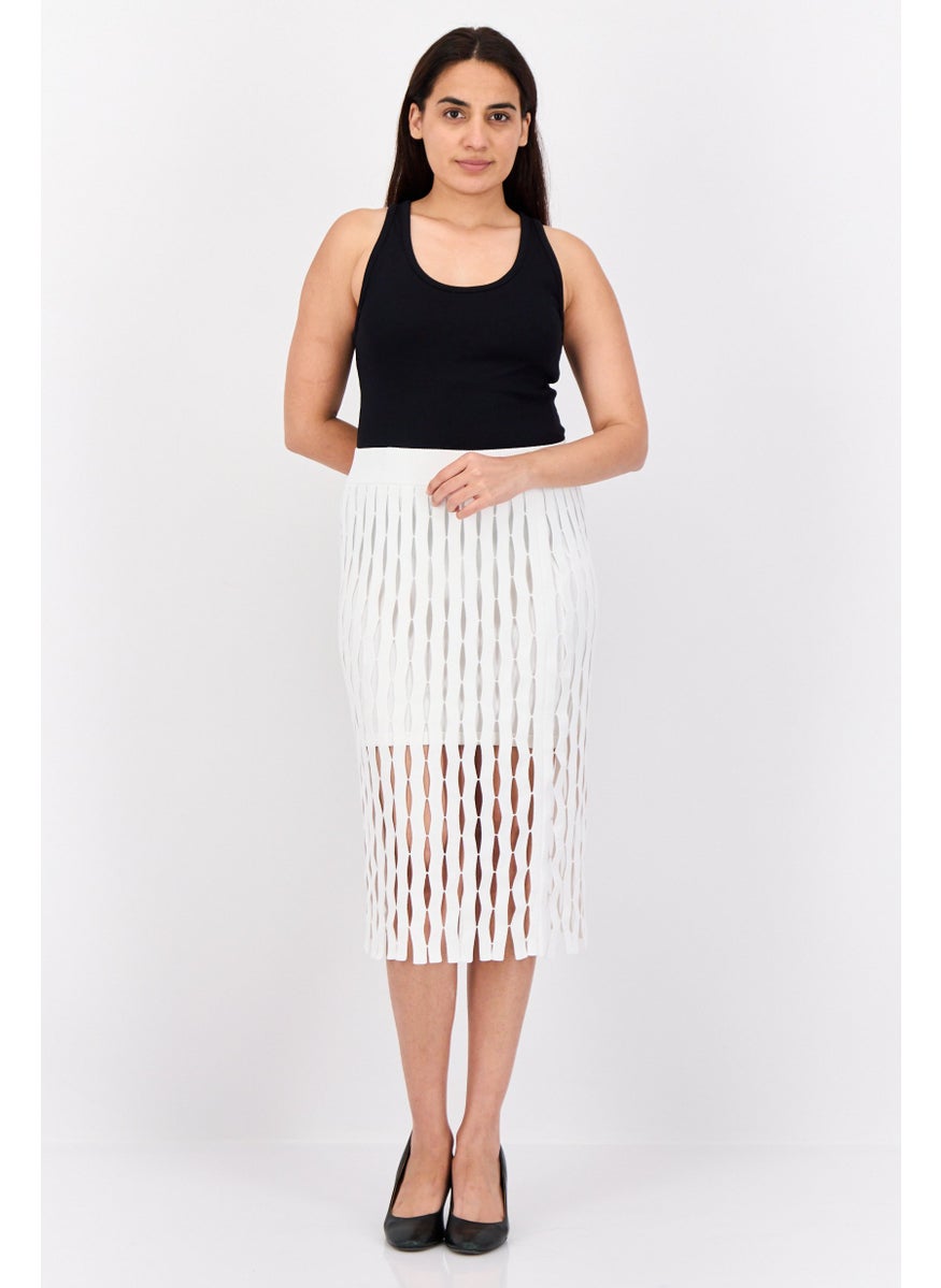 Women textured Mini Skirt, White