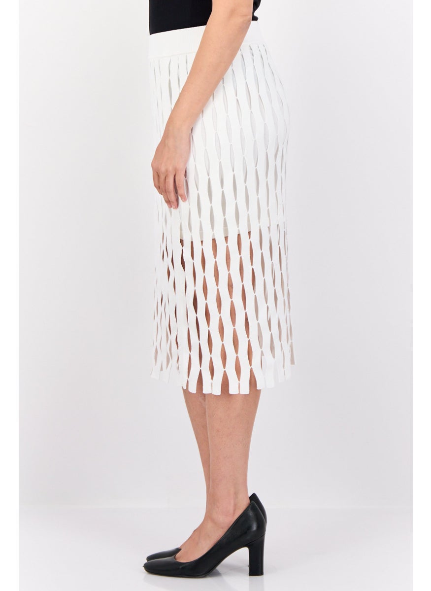Women textured Mini Skirt, White
