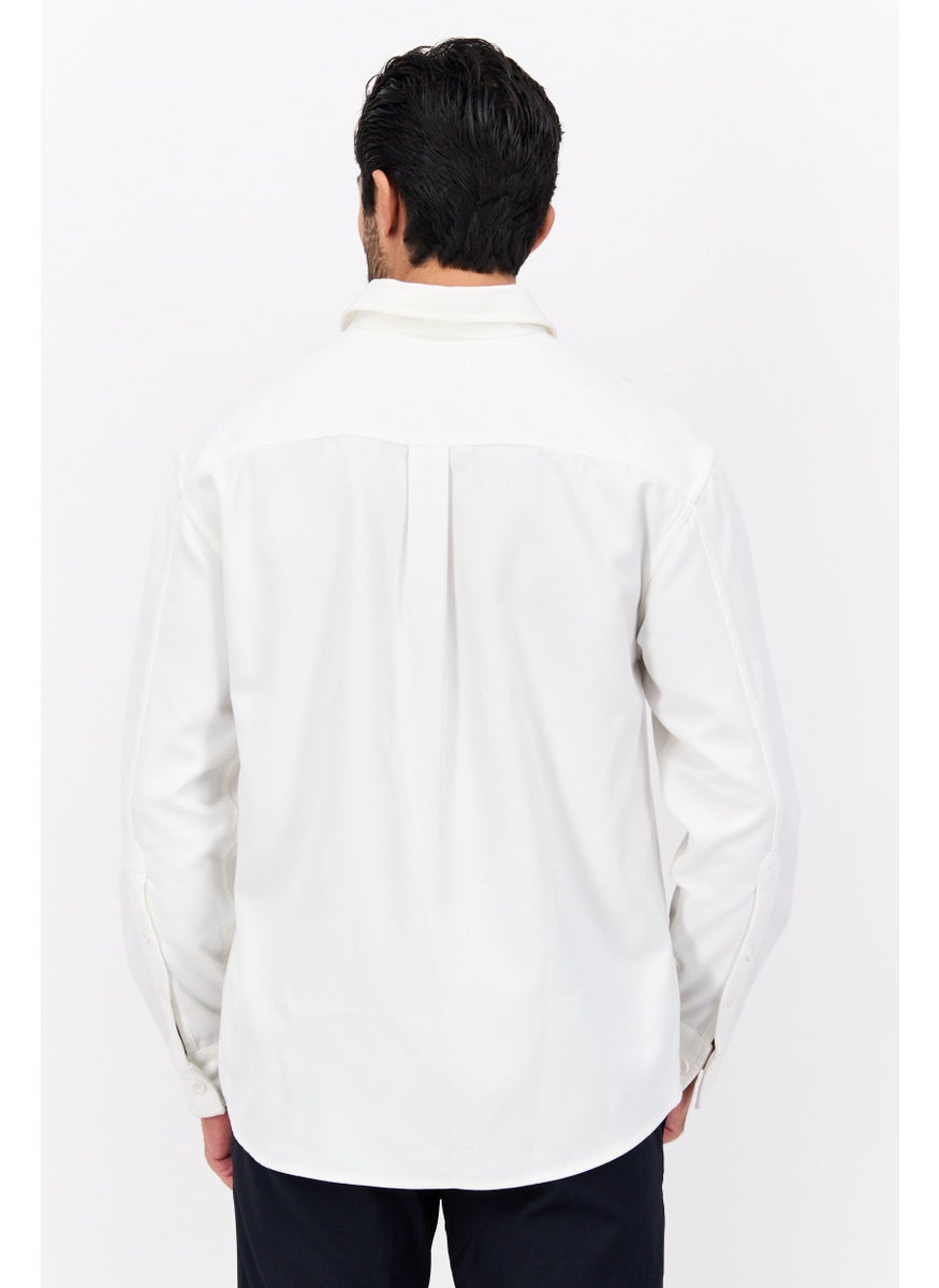 Selected Homme Men Regular Fit Solid Long Sleeves Casual Shirt, White