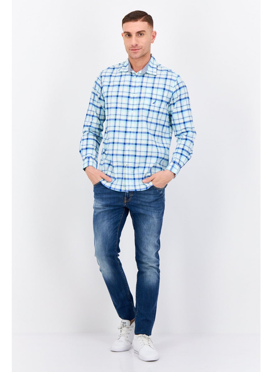 Men Classic Fit Long Sleeves Plaid Casual Shirts, Multicolor