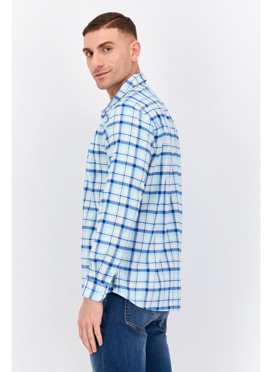 Men Classic Fit Long Sleeves Plaid Casual Shirts, Multicolor
