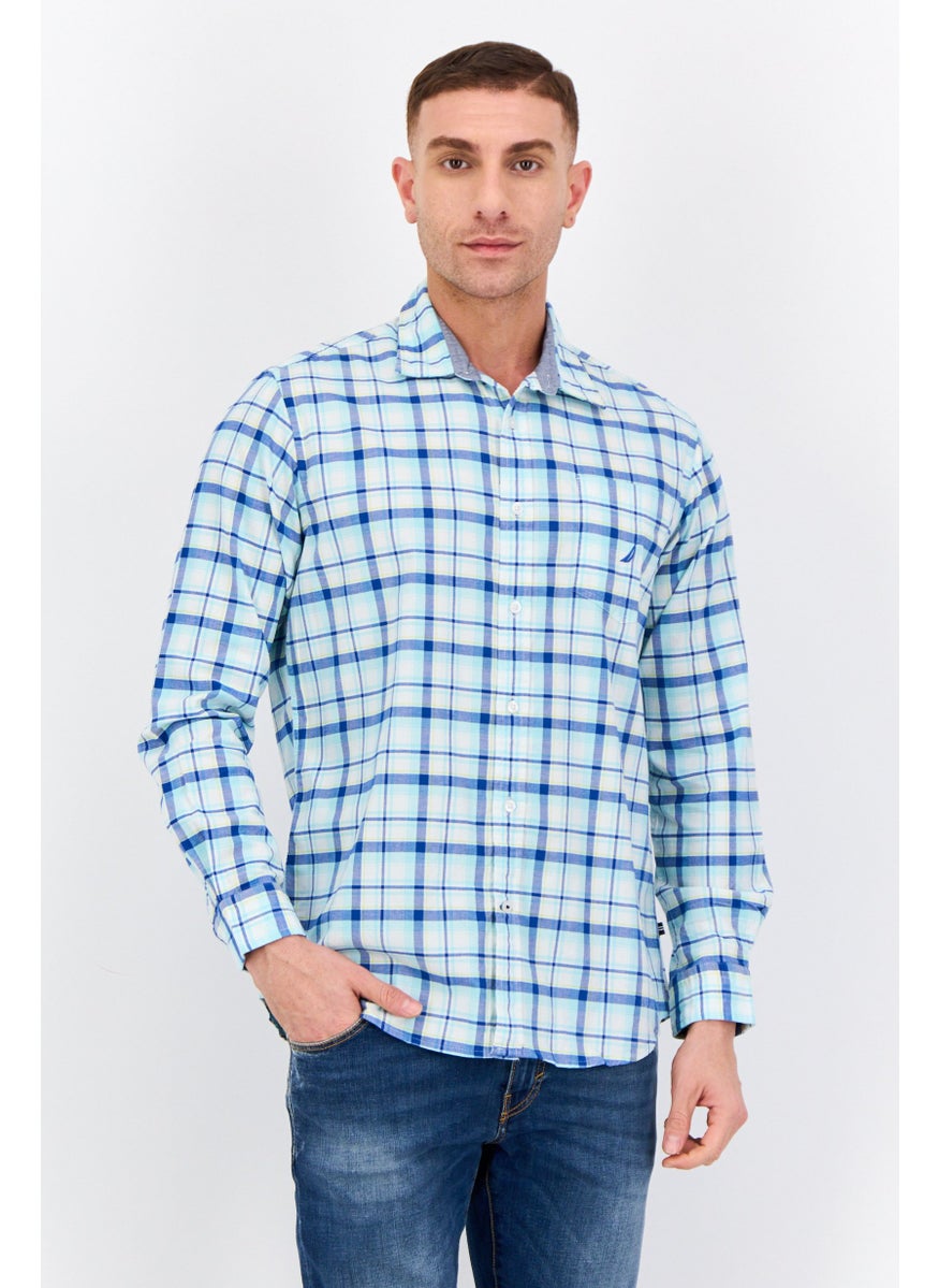 Men Classic Fit Long Sleeves Plaid Casual Shirts, Multicolor
