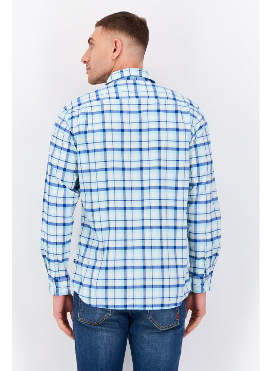 Men Classic Fit Long Sleeves Plaid Casual Shirts, Multicolor
