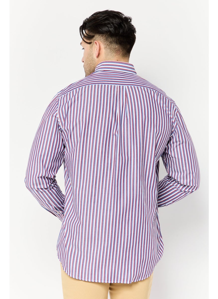 Men Regular Fit Striped Long Sleeve Casual Shirts, Multicolor