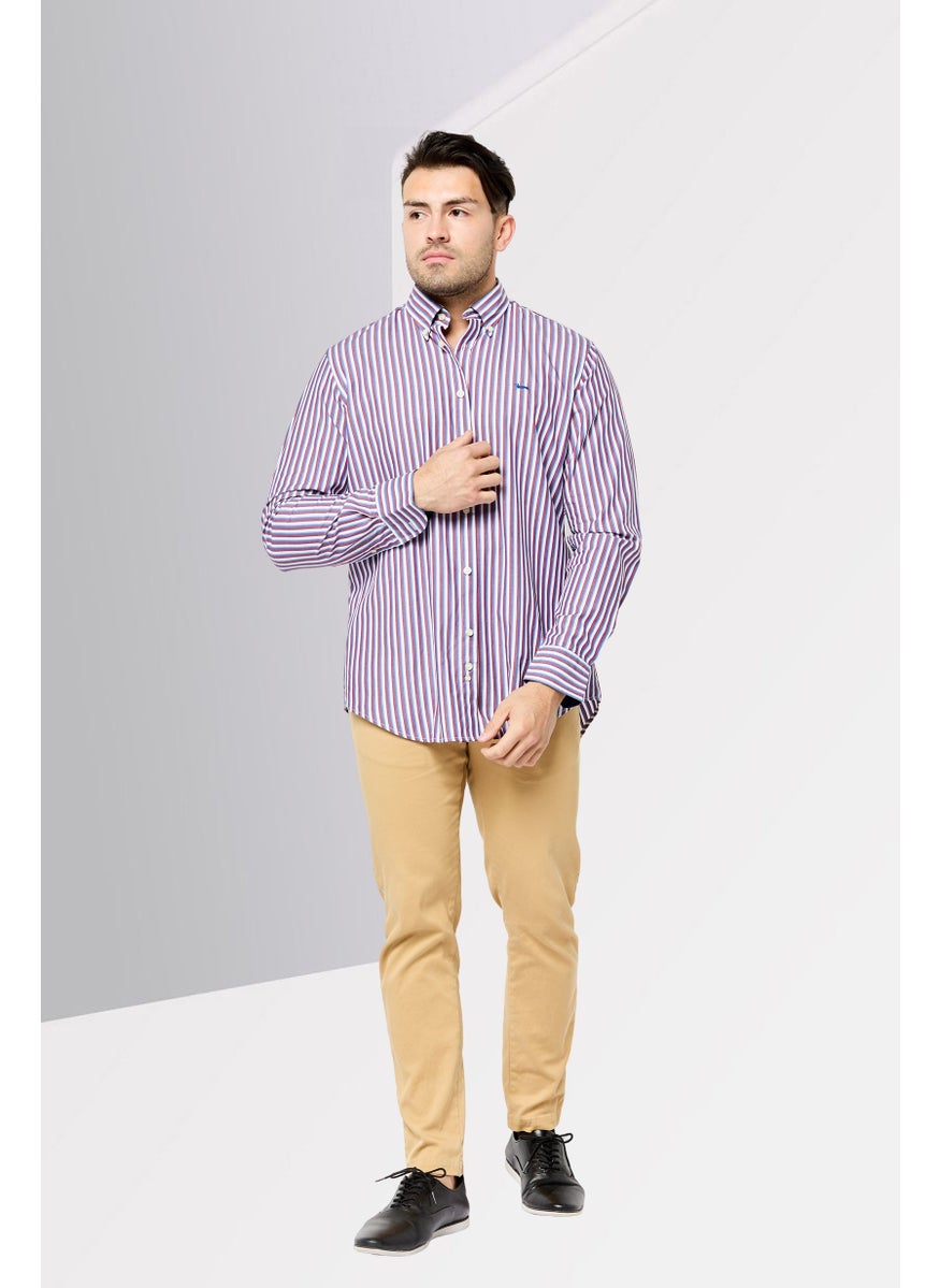 Men Regular Fit Striped Long Sleeve Casual Shirts, Multicolor