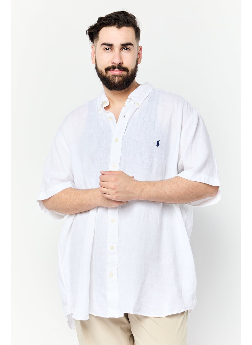 Men Regular Fit Textured Long Sleeves Casual Shirt, White