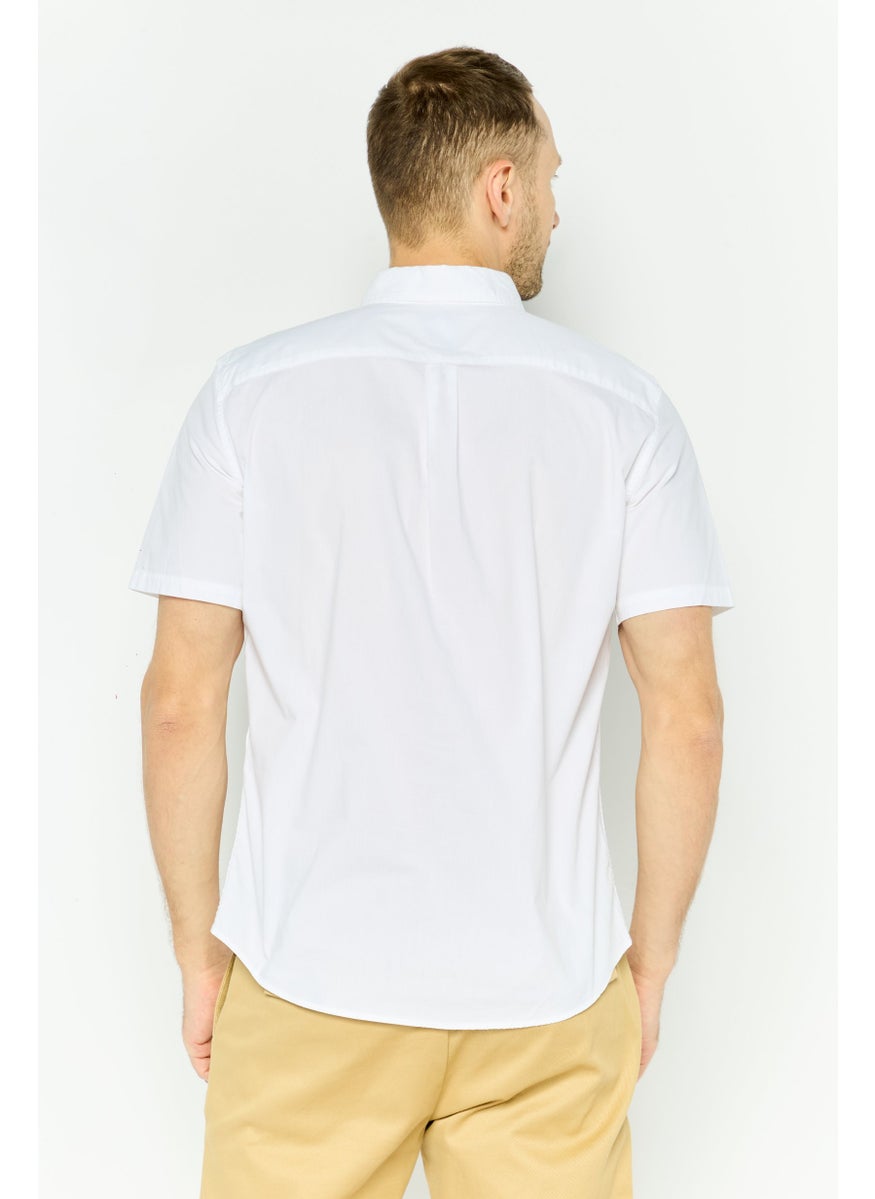Men Standard Fit Solid Short Sleeves Casual Shirt, White