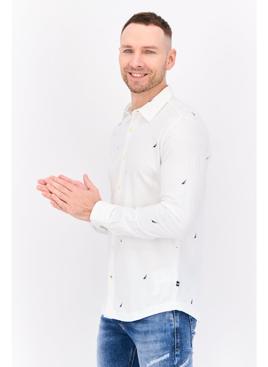 Men Slim Fit Checkered Long Sleeves Casual Shirt,Sage Green/White