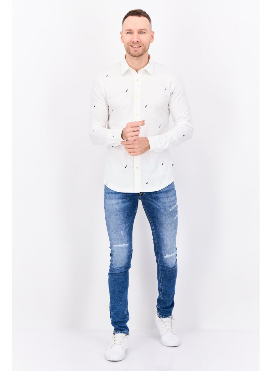 Men Slim Fit Checkered Long Sleeves Casual Shirt,Sage Green/White