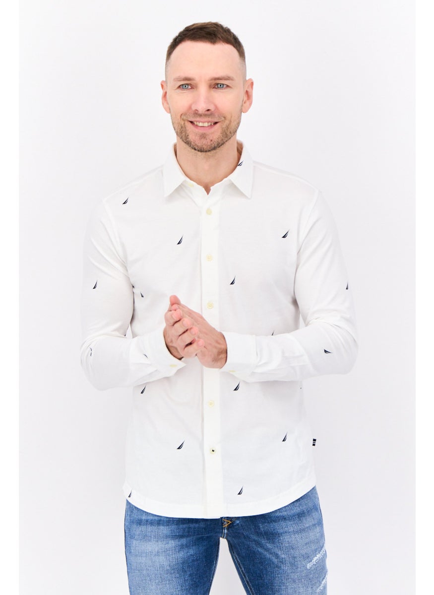 Men Slim Fit Checkered Long Sleeves Casual Shirt,Sage Green/White