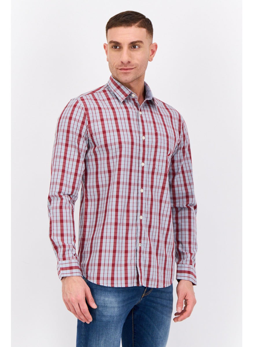Men Slim Fit Checkered Long Sleeve Casual Shirt, Multicolor