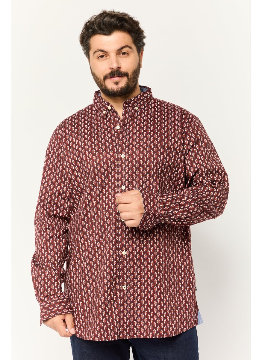 Men Slim Fit Allover Print Long Sleeves Casual Shirt, Multicolor
