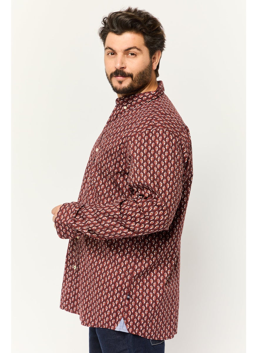 Men Slim Fit Allover Print Long Sleeves Casual Shirt, Multicolor