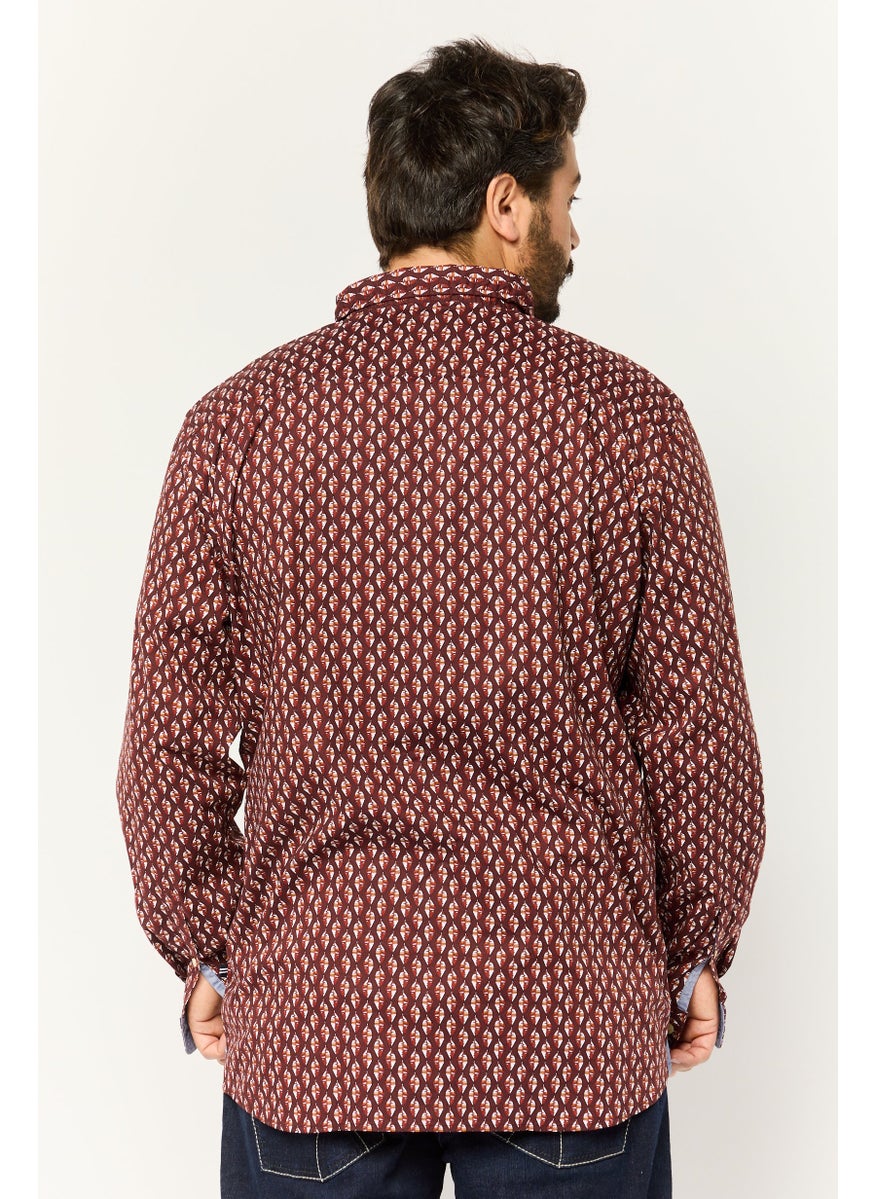 Men Slim Fit Allover Print Long Sleeves Casual Shirt, Multicolor