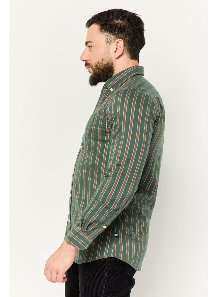 Men Slim Fit Stripe Long Sleeves Casual Shirt, Multicolor