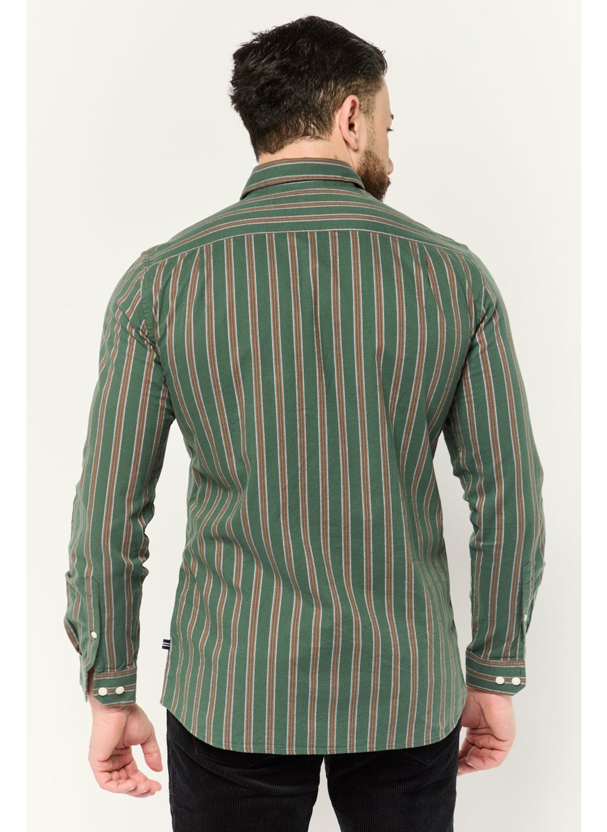 Men Slim Fit Stripe Long Sleeves Casual Shirt, Multicolor