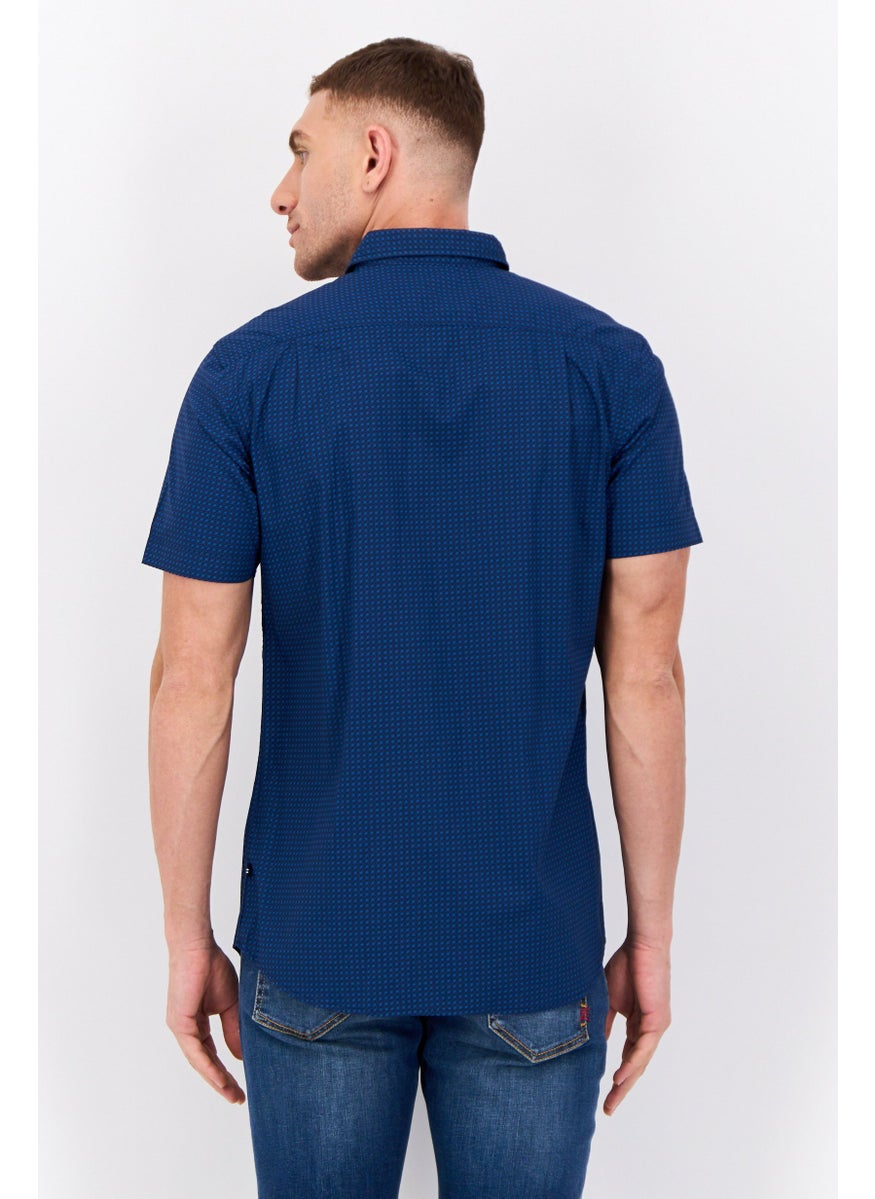 Men Classic Fit Short Sleeves Allover Print Casual Shirts, Multicolor