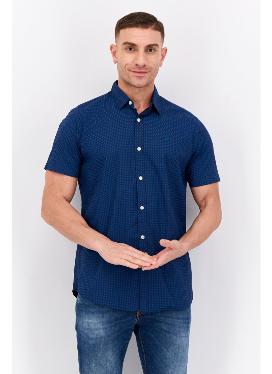 Men Classic Fit Short Sleeves Allover Print Casual Shirts, Multicolor