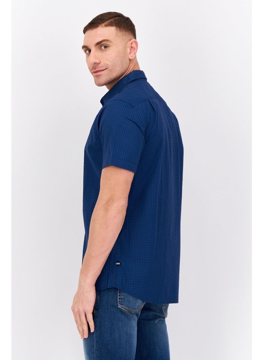 Men Classic Fit Short Sleeves Allover Print Casual Shirts, Multicolor