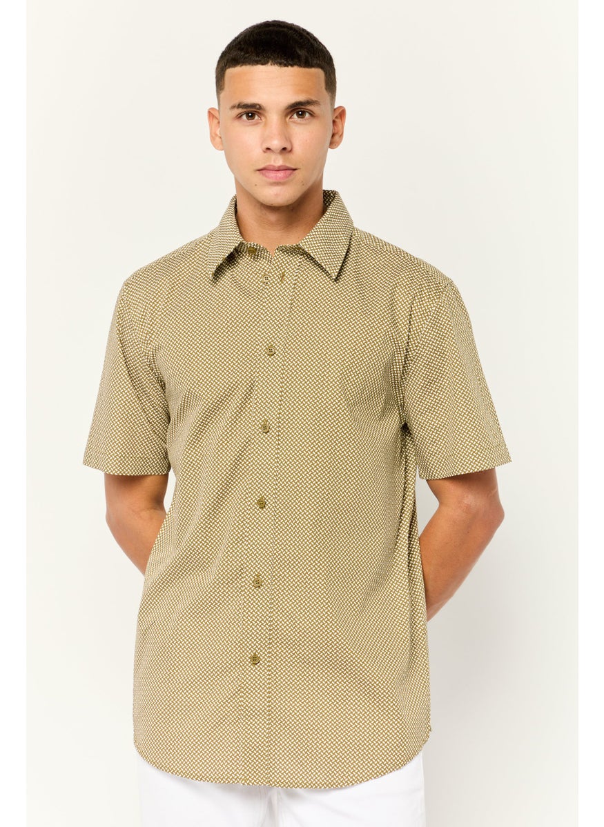 Men Slim Fit Allover Print Short Sleeves Casual Shirt, Multi Colors