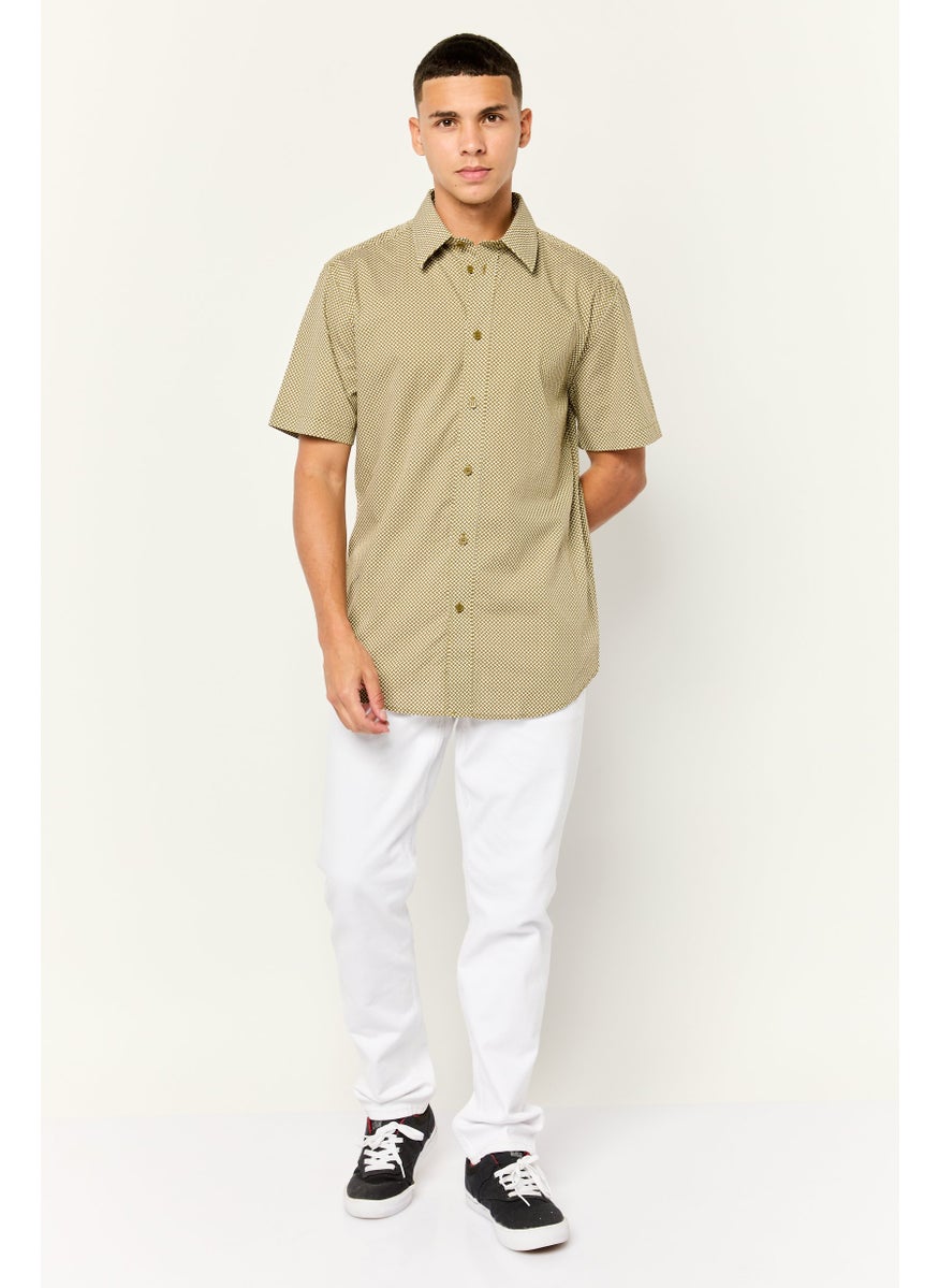 Men Slim Fit Allover Print Short Sleeves Casual Shirt, Multi Colors