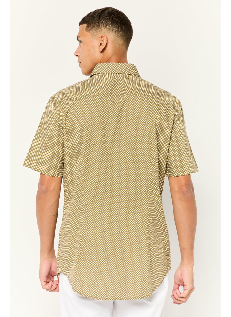 Men Slim Fit Allover Print Short Sleeves Casual Shirt, Multi Colors