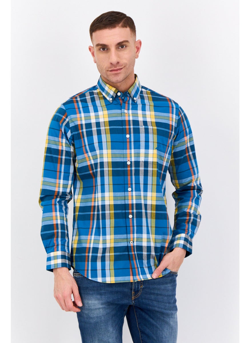 Men Classic Fit Checkered Long Sleeve Casual Shirt, Multicolor