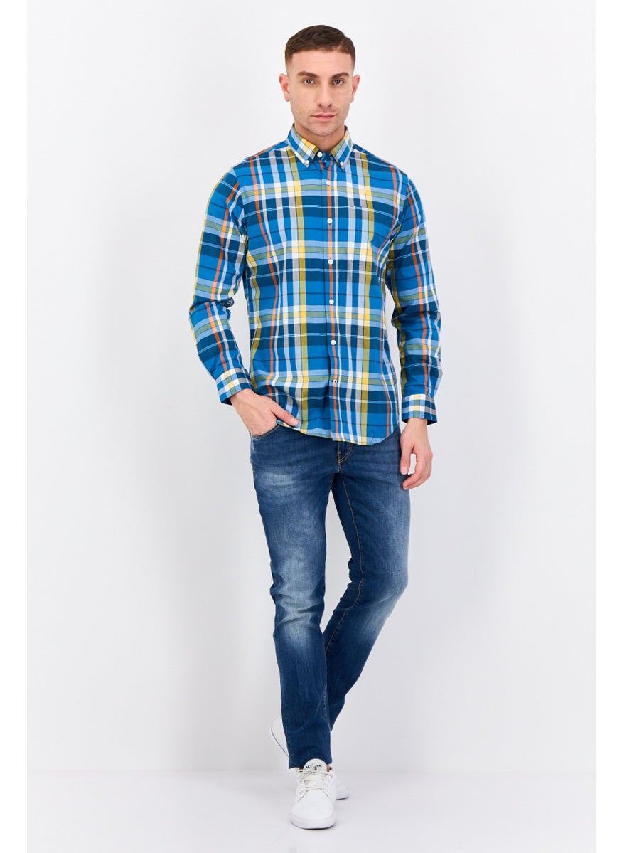 Men Classic Fit Checkered Long Sleeve Casual Shirt, Multicolor