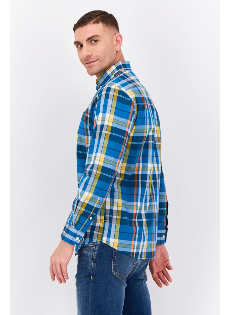 Men Classic Fit Checkered Long Sleeve Casual Shirt, Multicolor