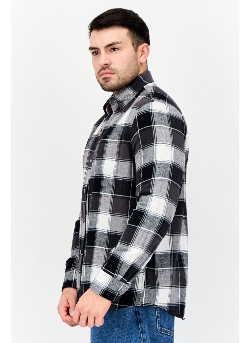Men Regular Fit Plaid Long Sleeve Casual Shirts, Multicolor