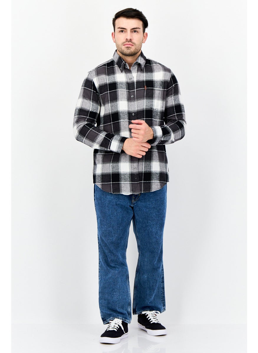 Men Regular Fit Plaid Long Sleeve Casual Shirts, Multicolor