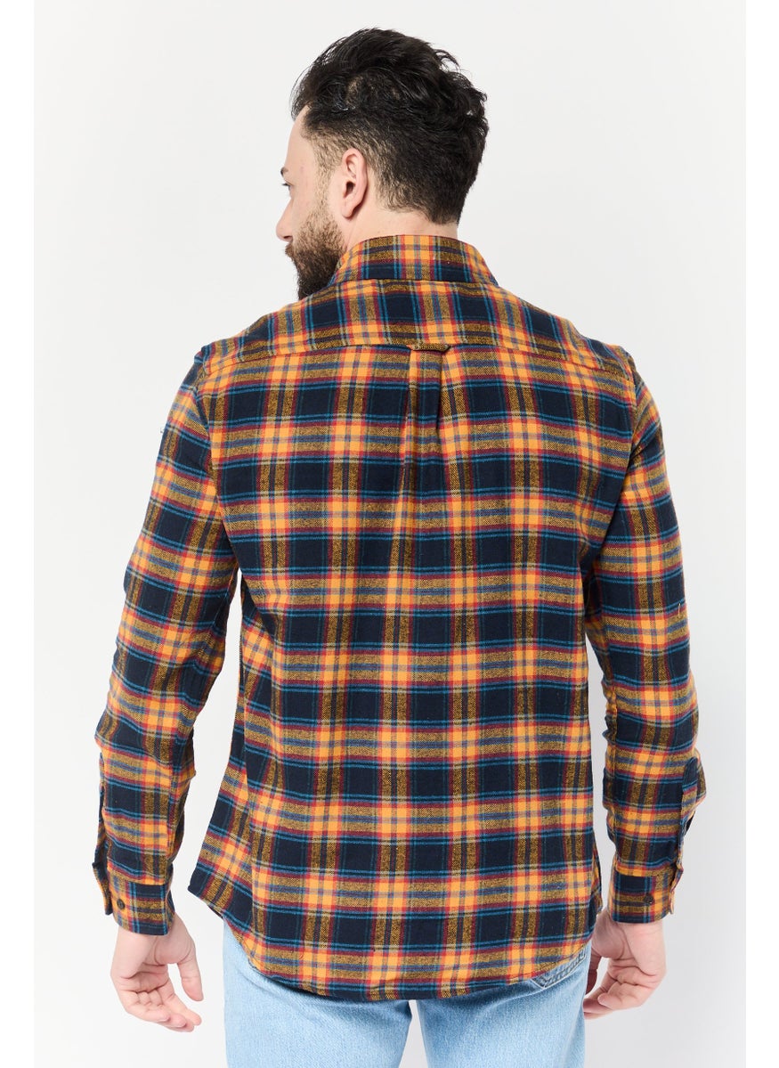 Men Regular Fit Plaid Long Sleeve Casual Shirts, Multicolor