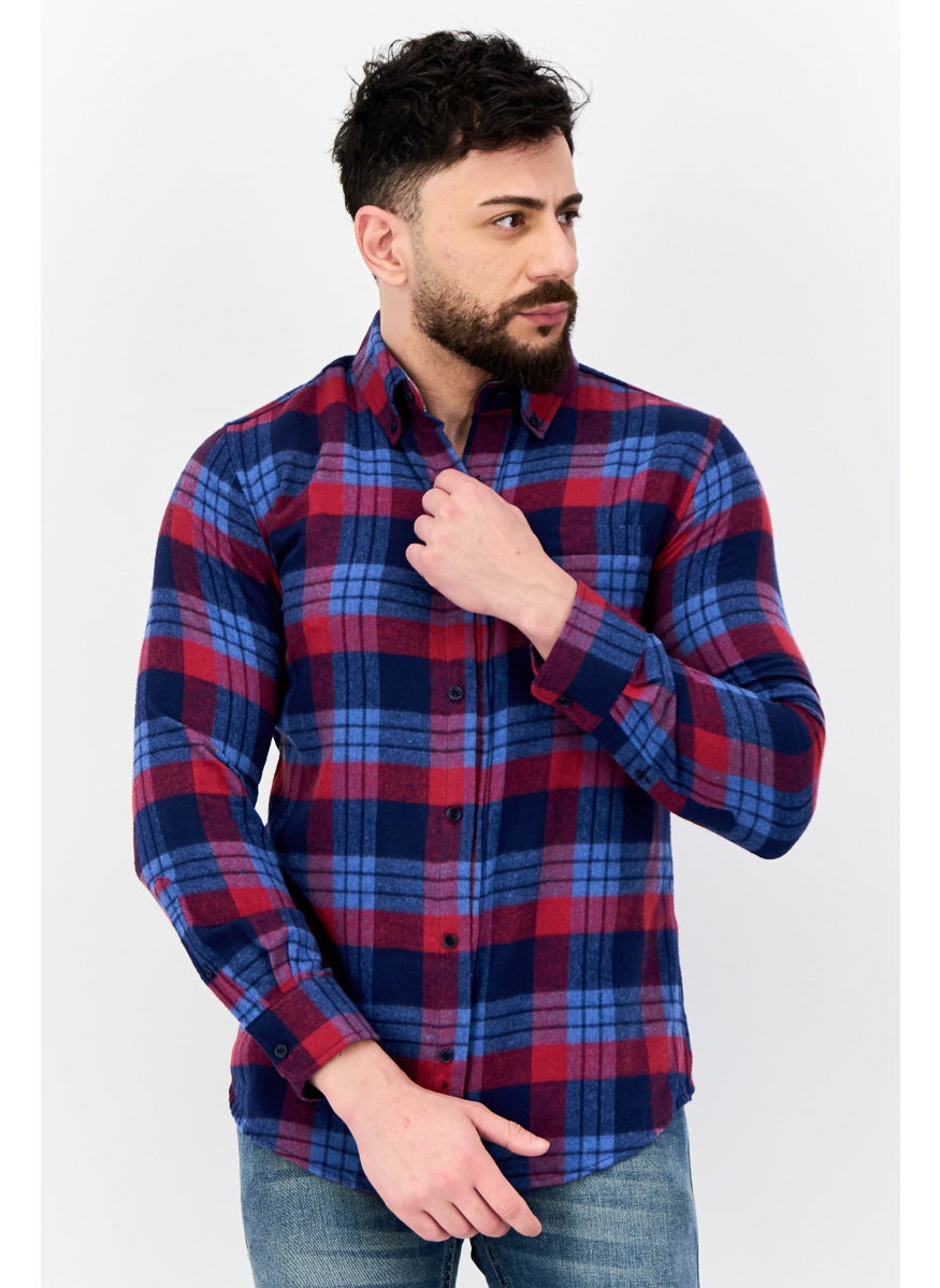 Men Regular Fit Plaid Long Sleeves Casual Shirt, Multicolor