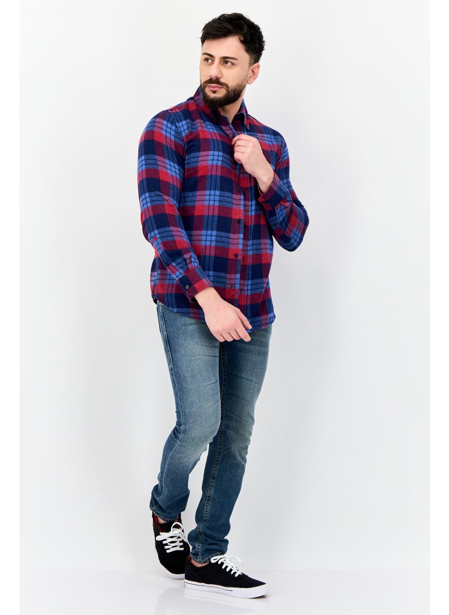 Men Regular Fit Plaid Long Sleeves Casual Shirt, Multicolor