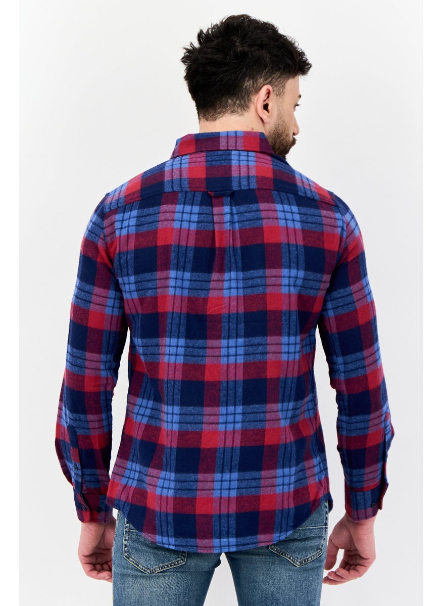 Men Regular Fit Plaid Long Sleeves Casual Shirt, Multicolor