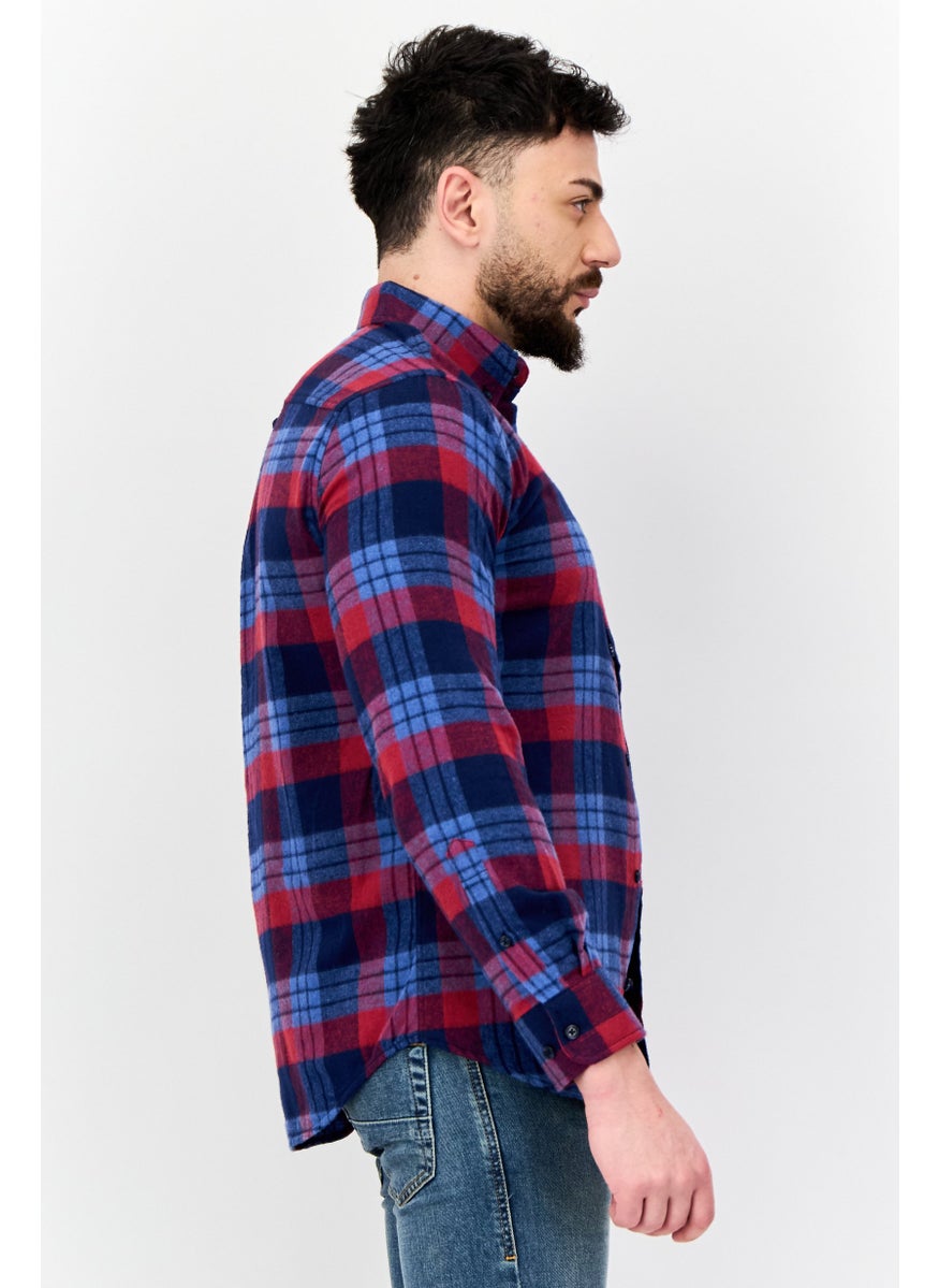 Men Regular Fit Plaid Long Sleeves Casual Shirt, Multicolor