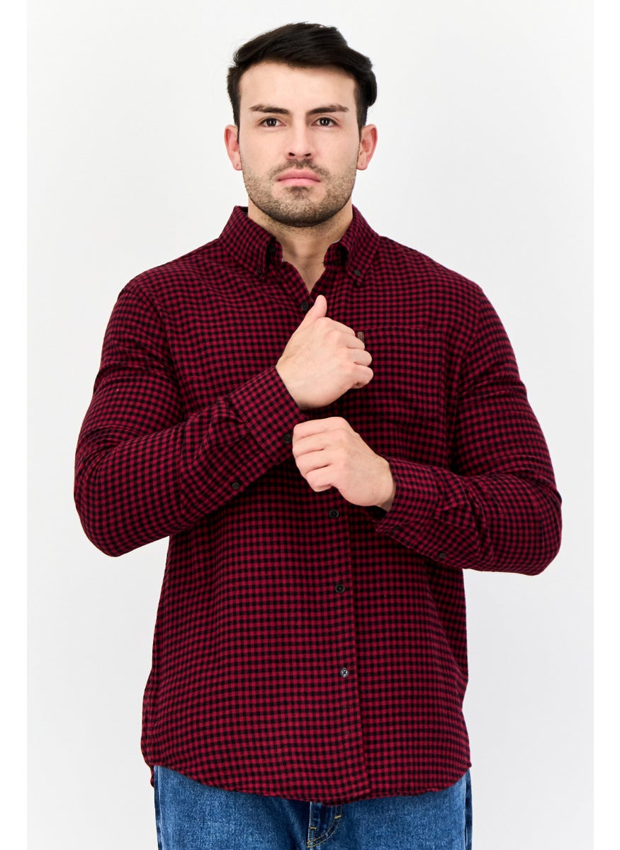 Men Regular Fit Plaid Long Sleeve Casual Shirts, Multicolor