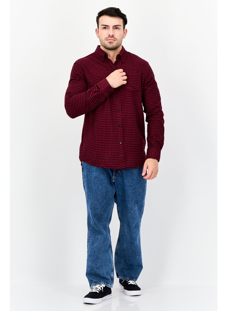 Men Regular Fit Plaid Long Sleeve Casual Shirts, Multicolor