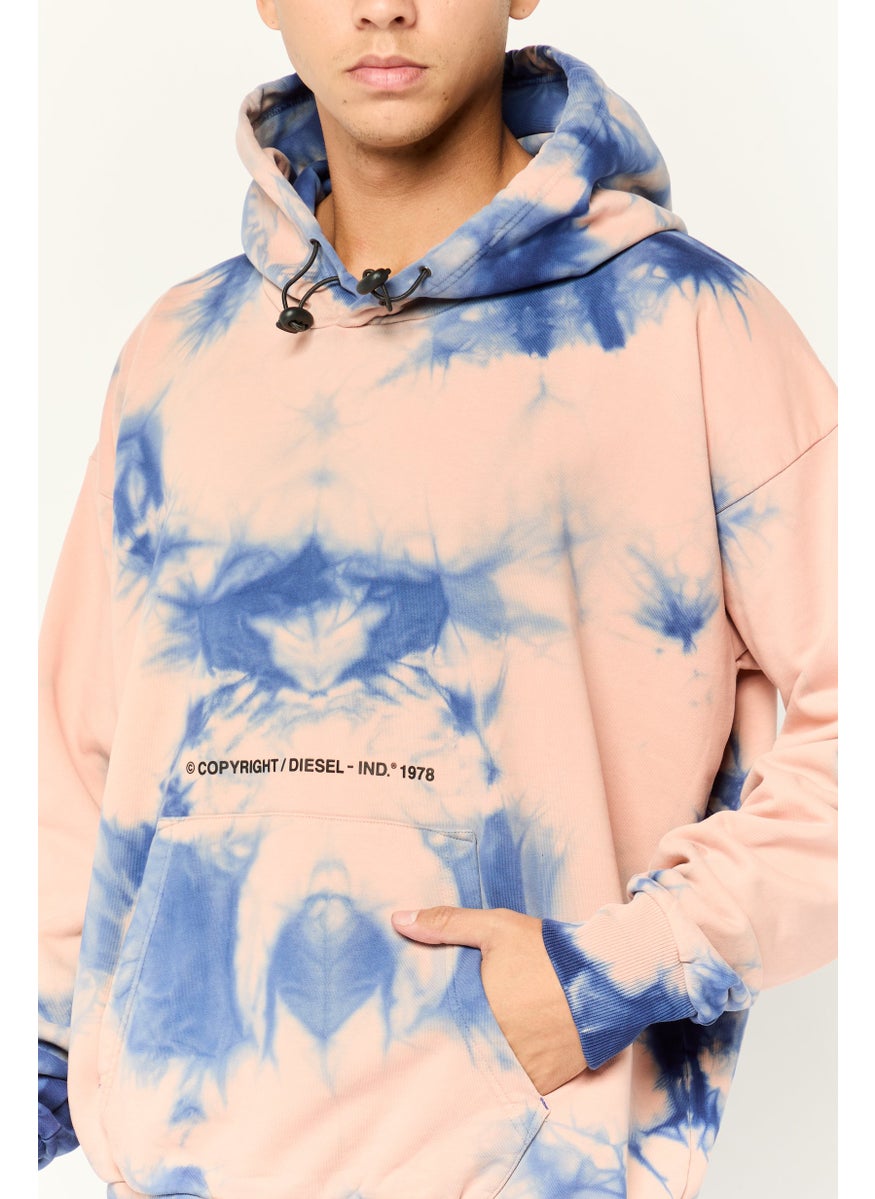 Men Tie Dyed Long Sleeves Hoodie, Multicolor